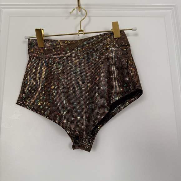 Shiny Metallic Gold Two-Piece Bartender Bottle Girl Set - Picture 2 of 3